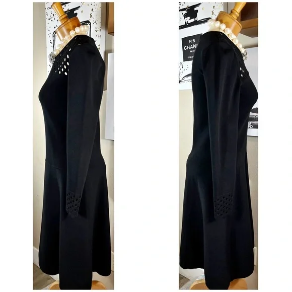 Fendi Black Perforated Long Sleeved Midi Dress - Picture 10 of 11